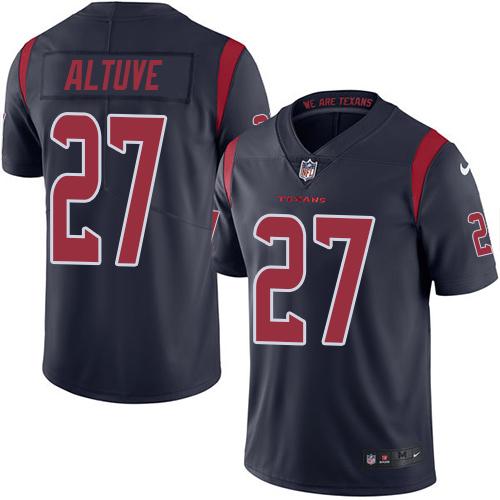 Nike Texans #27 Jose Altuve Navy Blue Men's Stitched NFL Limited Rush Jersey - Click Image to Close